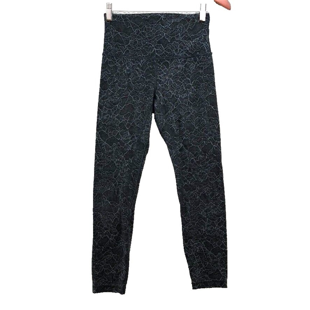 Lululemon Align Leggings Womens‎ 4 Lacescape Dark Cast Black Leggings Gym Yoga